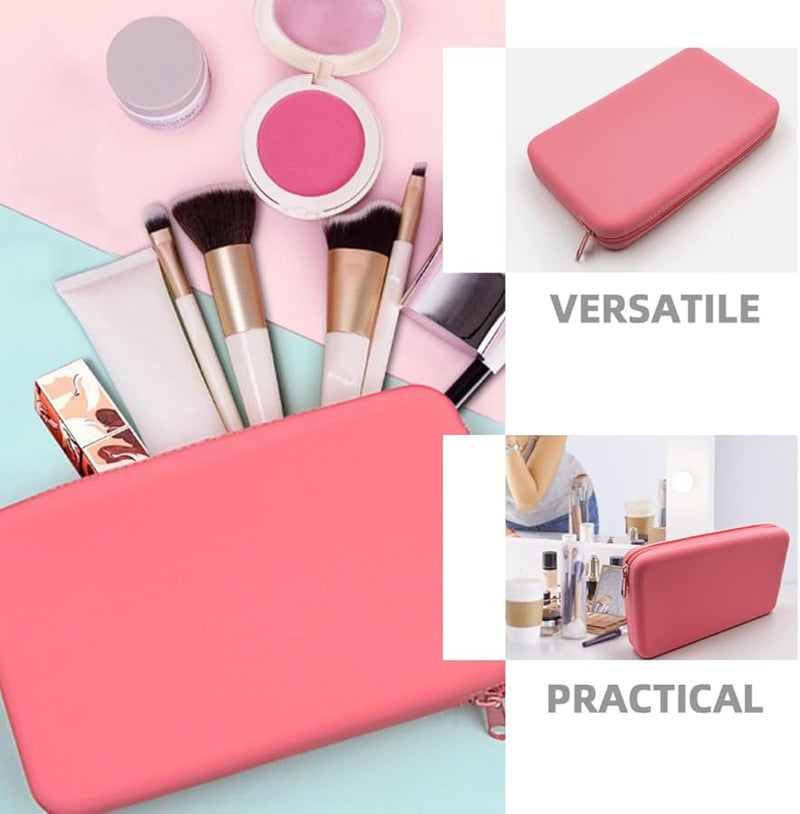 Pink Silicone Makeup Brush Pouch Travel Toiletry Bag Portable Cosmetic Organizer - Image 5